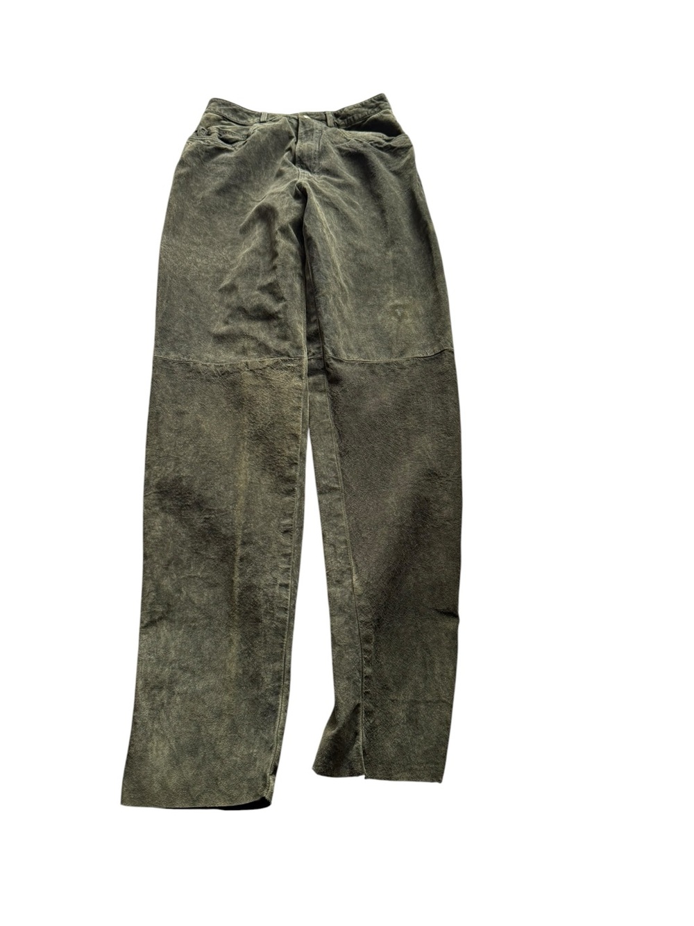 Bushwacker Vintage Suede Leather Women's Straight-Leg Pants Olive Green Size 8